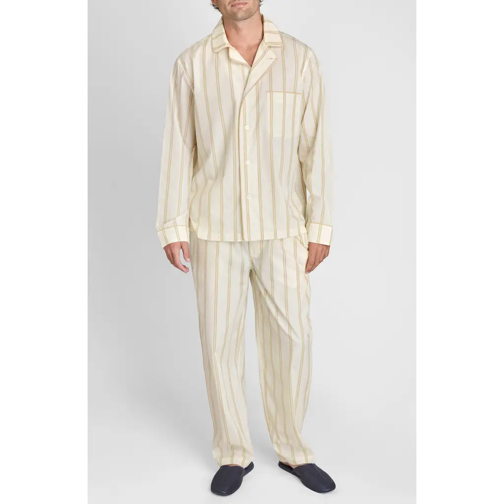 Sleepy Jones Lowell Pajama Set in Sand & Cream Stripe at Nordstrom, Size Small | Nordstrom