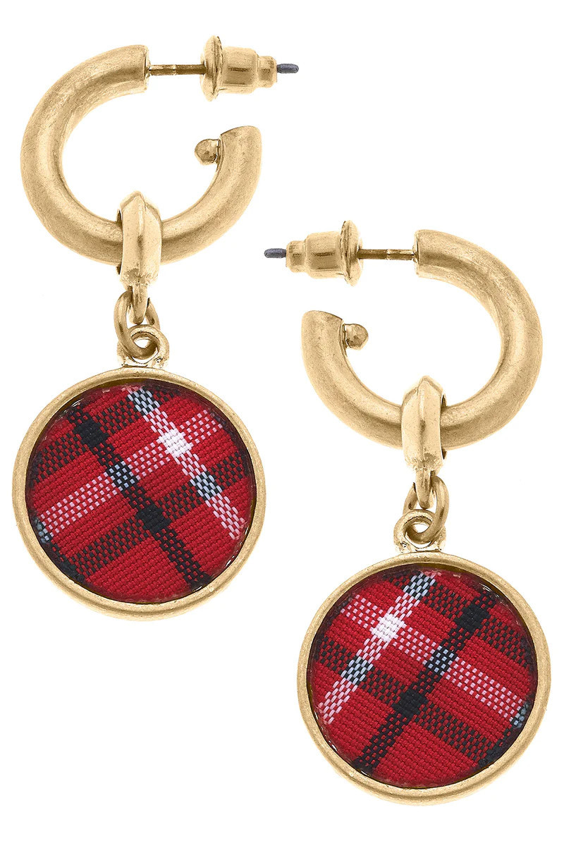 Kylee Drop Hoop Earrings in Tartan | CANVAS