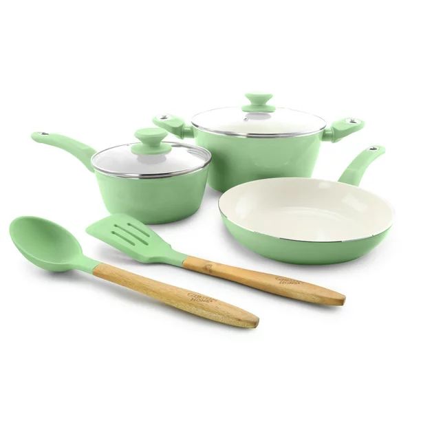 Gibson Town Market Square 7 Piece Non-stick Enameled Essential Cookware and Cooking Utensil Set | Walmart (US)