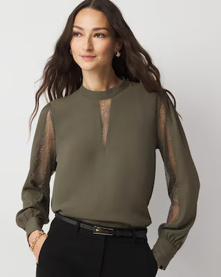 Lace + Crepe Blouse | White House Black Market | White House Black Market