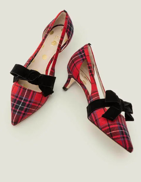 Robyn Kitten Heels - Poinsettia & River Check | Boden (US)