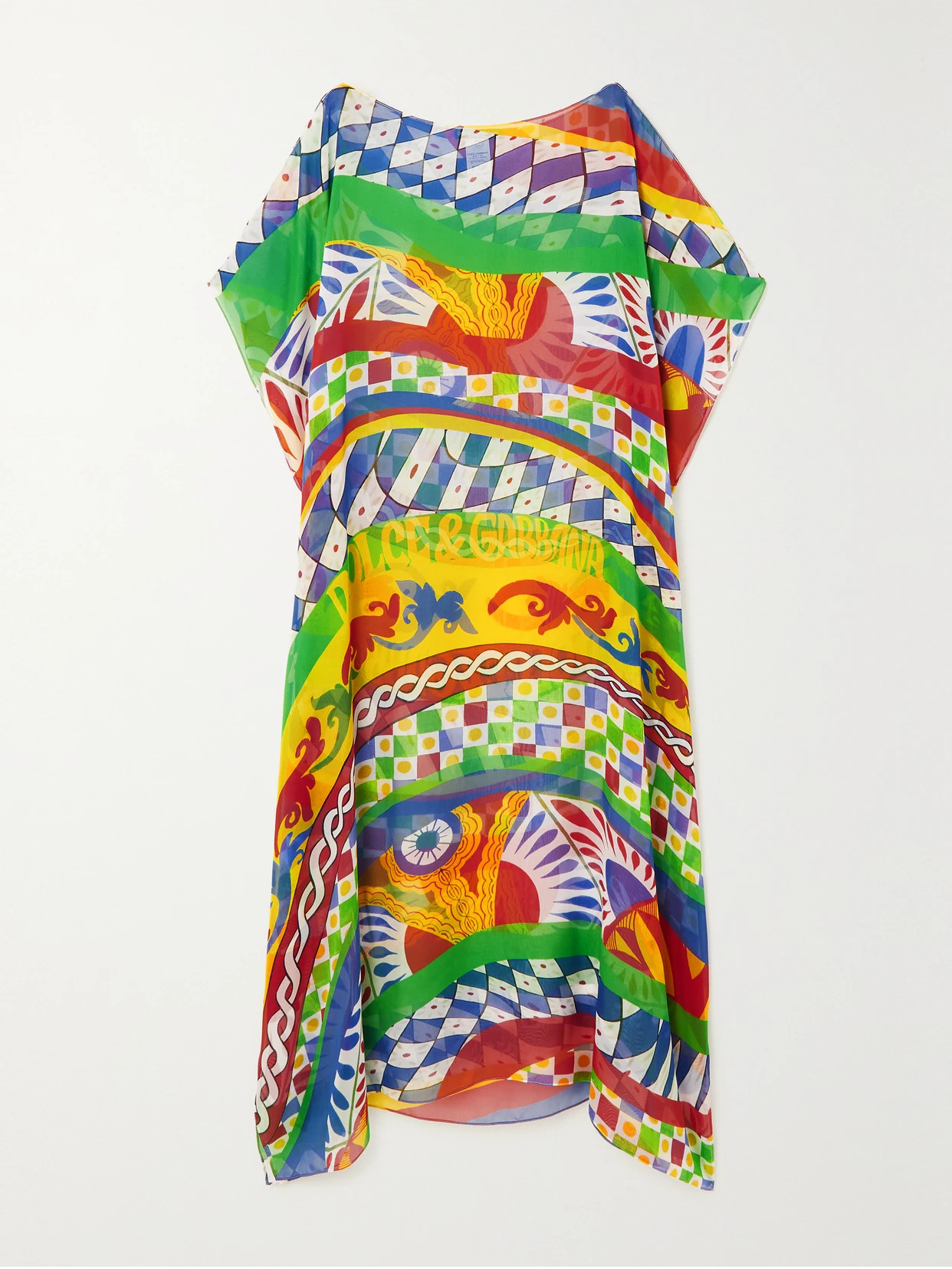 Dolce & Gabbana - Asymmetric Printed Silk-chiffon Kaftan - Yellow - 2 | NET-A-PORTER APAC