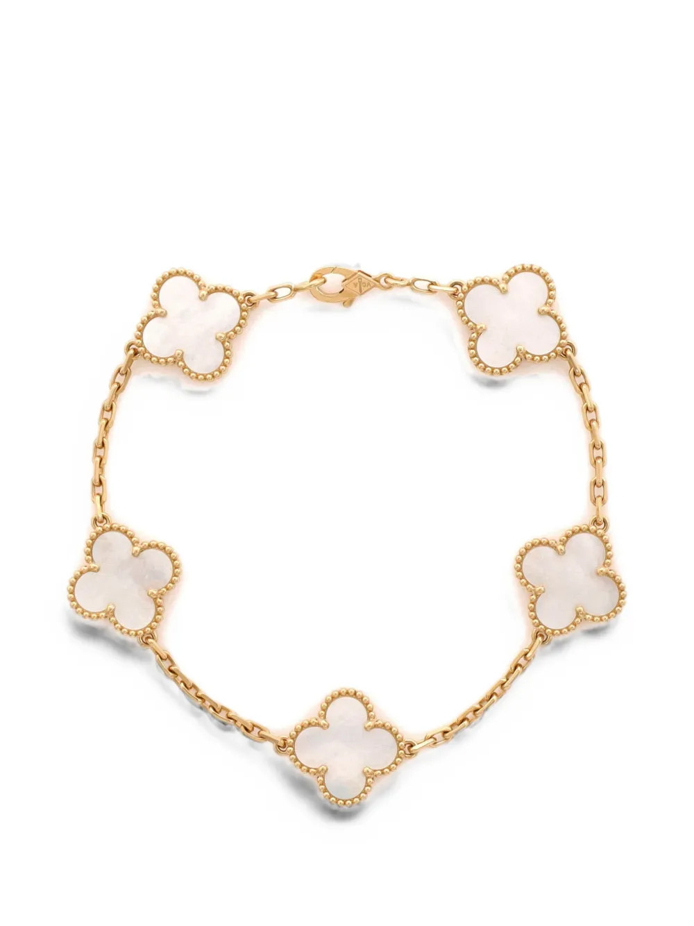Van Cleef & Arpels Pre-Owned Vintage Alhambra 5 Motifs 18K Yellow Gold and Mother of Pearl bracelet | Farfetch Global