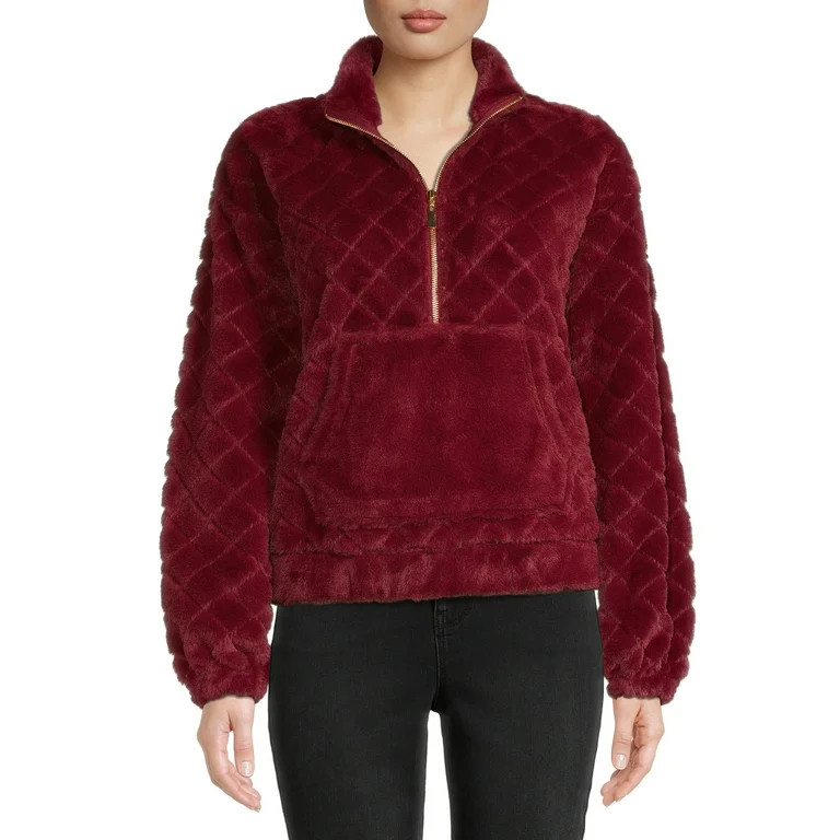 No Boundaries Juniors Quilted Faux Fur Pullover - Walmart.com | Walmart (US)