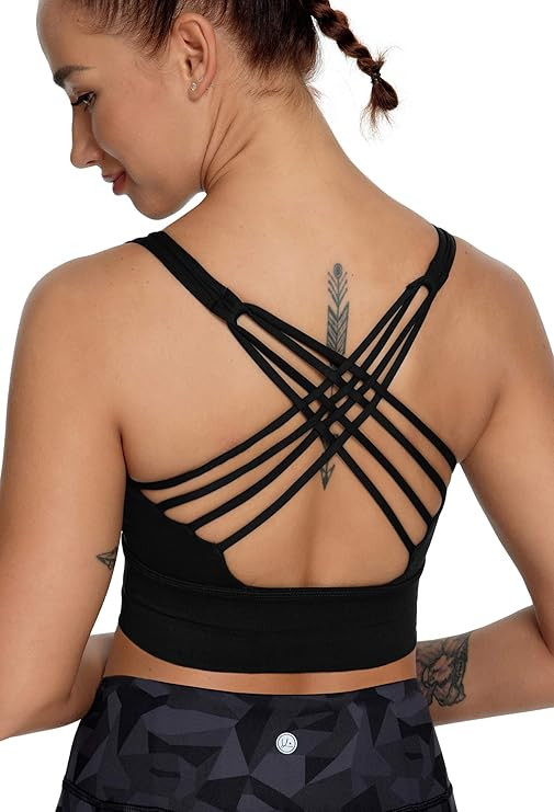 QUEENIEKE Womens Yoga Sport Bra Light Support Strappy Free to Be Bra 77889 | Amazon (US)