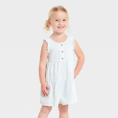 Toddler Girls' Striped Romper - Cat & Jack™ Blue 2T | Target