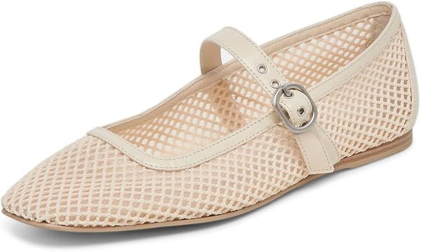 miss left Women Stylish Square Toe Single Strap Buckle Mesh Flat Mary Janes Ladies Comfy Casual Daily Dress Shoes Size 4-16 US | Amazon (US)