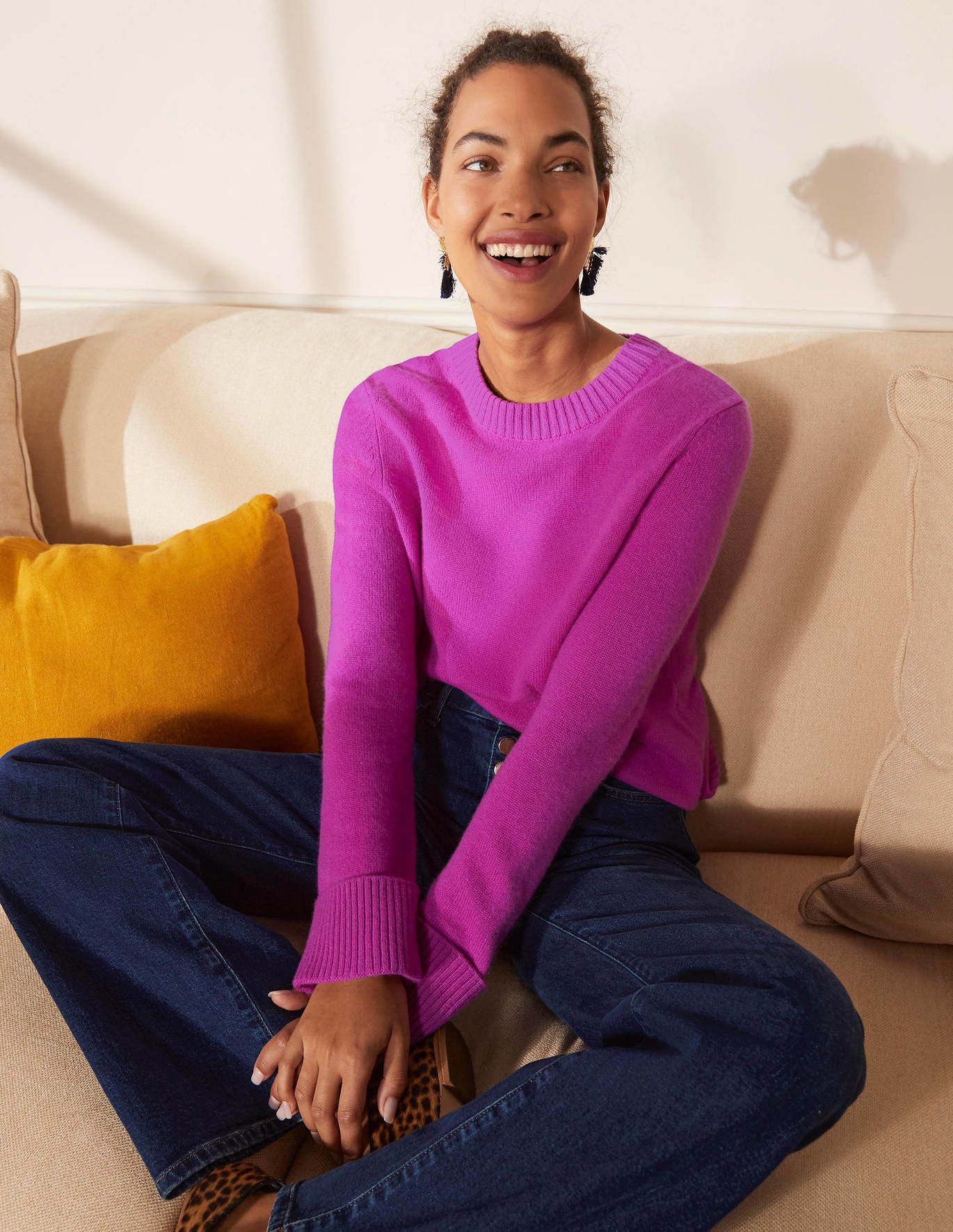 Cashmere Cuff Detail Sweater - Amethyst Purple | Boden US | Boden (US)