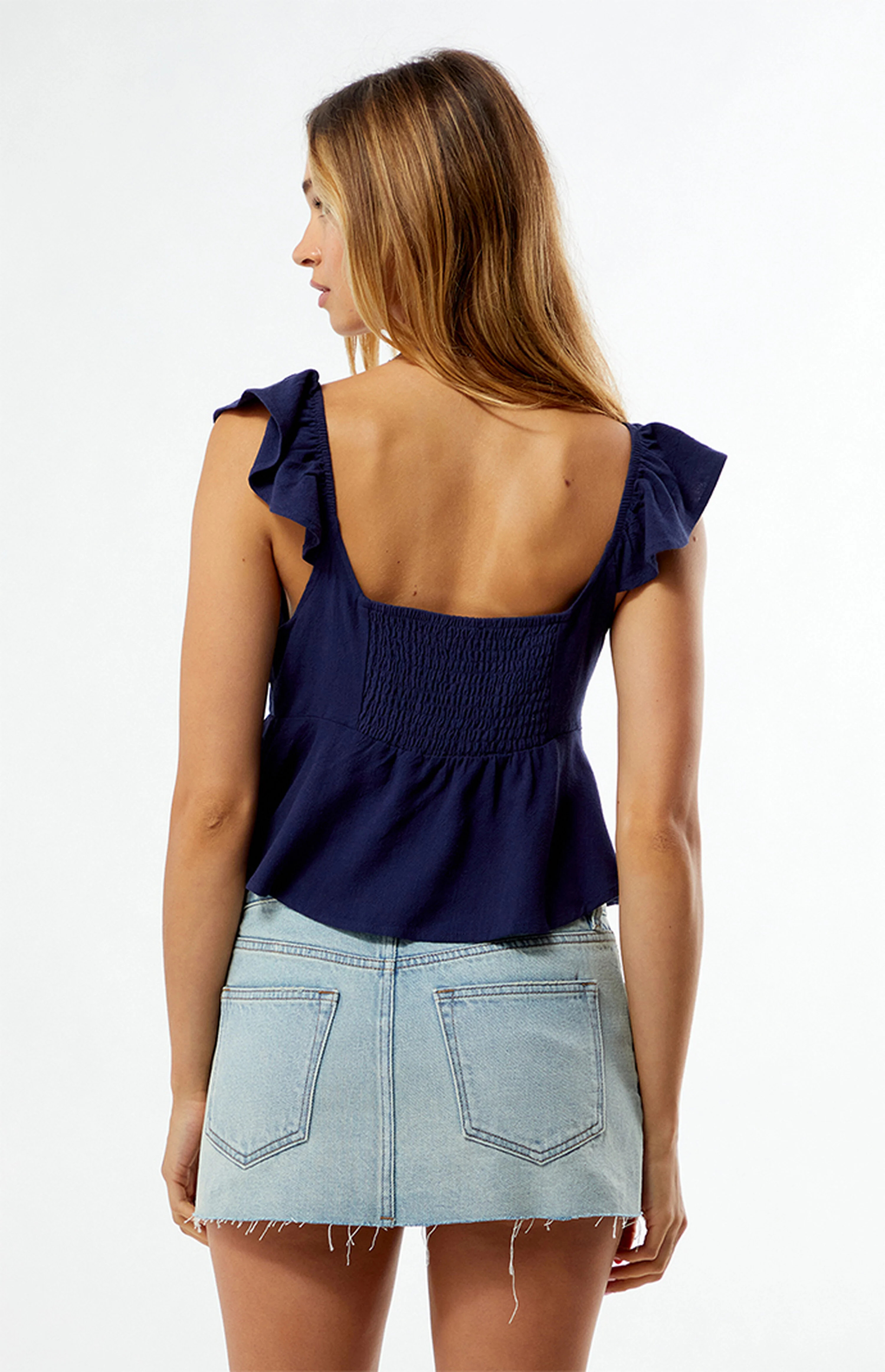 LA Hearts Keyhole Linen Babydoll Top | PacSun