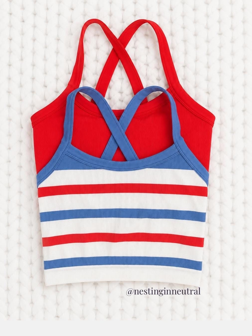 FINALLY ON S@LE! The best sports bra tanks - aren't they so pretty? 😍 Amazing support for workouts and pretty enough to wear for everyday! Layer with a cardigan and go- they never go on s@le so scoop them up! I sized up one size!

#LTKSeasonal #LTKActive #LTKSaleAlert