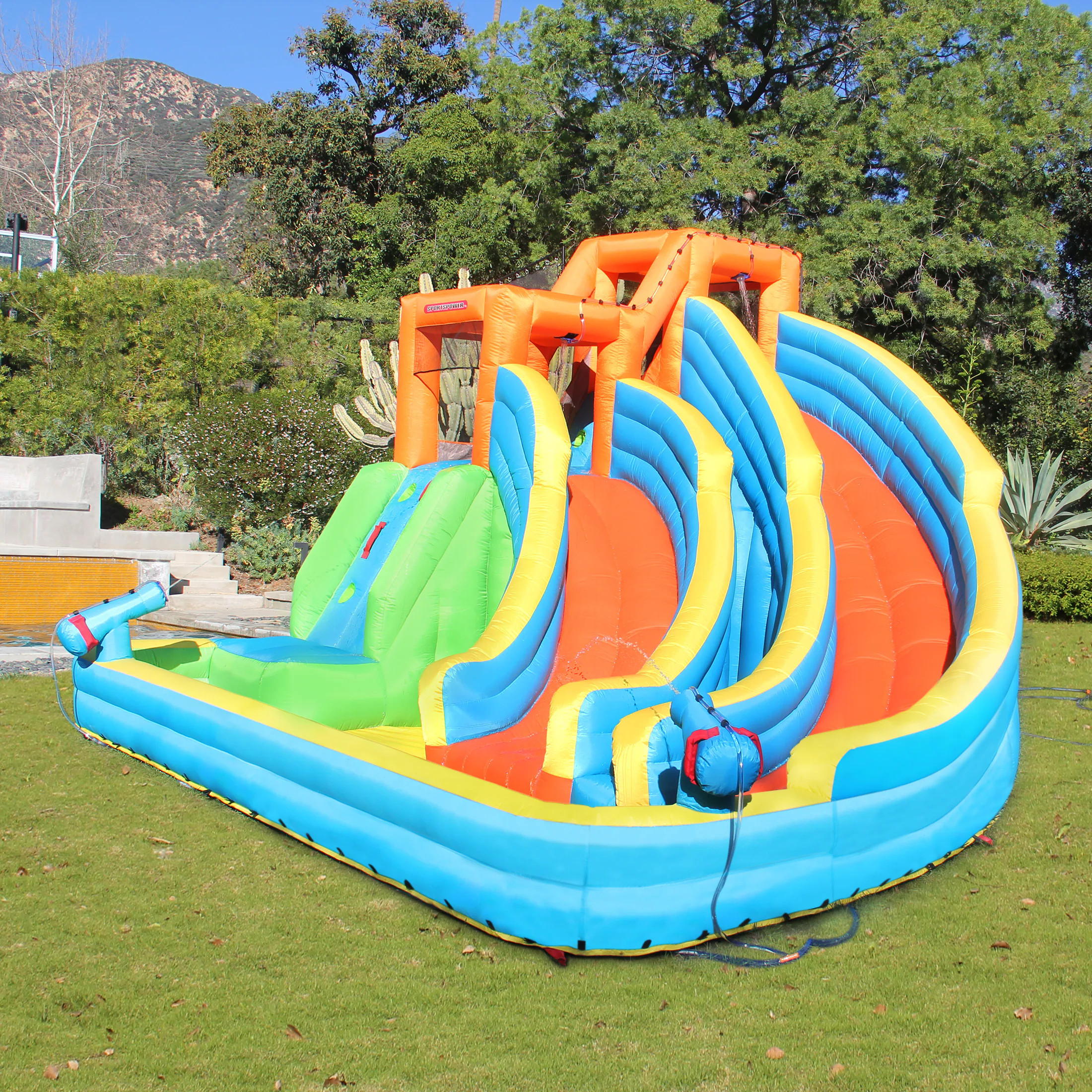 Sportspower Twin Peaks 163.2-Inches Polyester Bounce house water slide | INF-2011 | Lowe's
