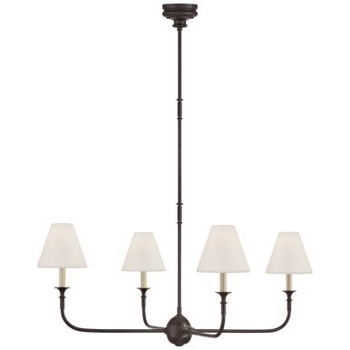 Piaf Large Chandelier, 4-Light, Wood, Linen Shade, 39.25"W (TOB 5451AI/EBO-L CPUXR) | Lighting Reimagined