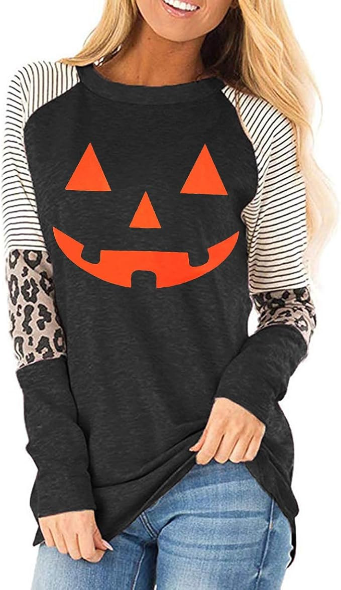 Fronage Womens Leopard Print Tops Long Sleeve Casual Loose Fit Shirts Color Block Tunics | Amazon (US)