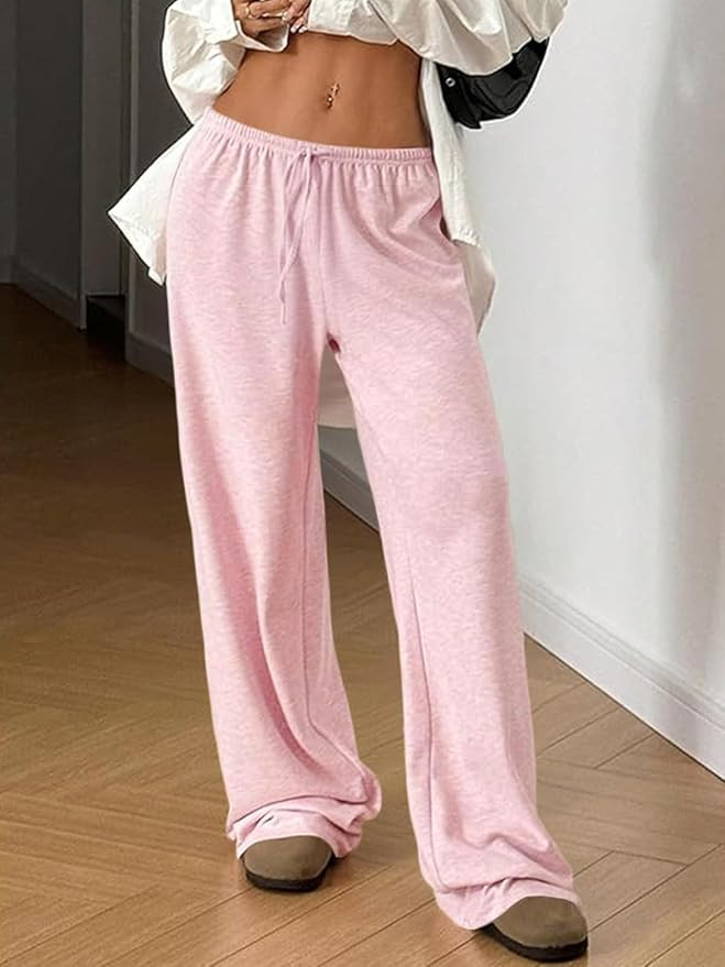 Women's Waist Straight Streetwear Long Wide Leg Drawstring Pants Casual Loose Baggy Workout Long ... | Amazon (US)