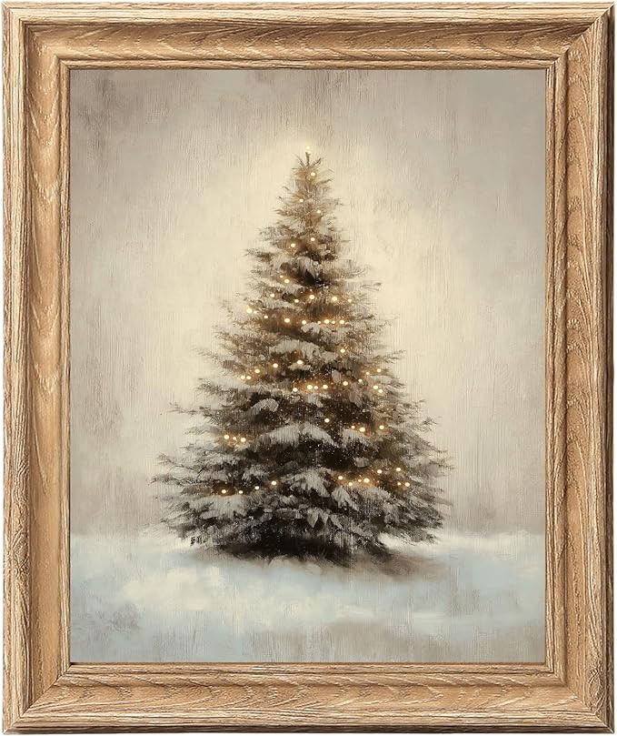 Vintage Christmas Tree Wall Art, 8x10 Rustic Farmhouse Holiday Wall Décor with Faux Wood Grain F... | Amazon (US)