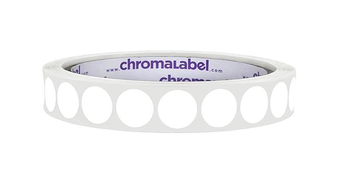 ChromaLabel 1/2 Inch Round Permanent Color-Code Dot Stickers, 1000 Labels per Roll, White | Amazon (US)