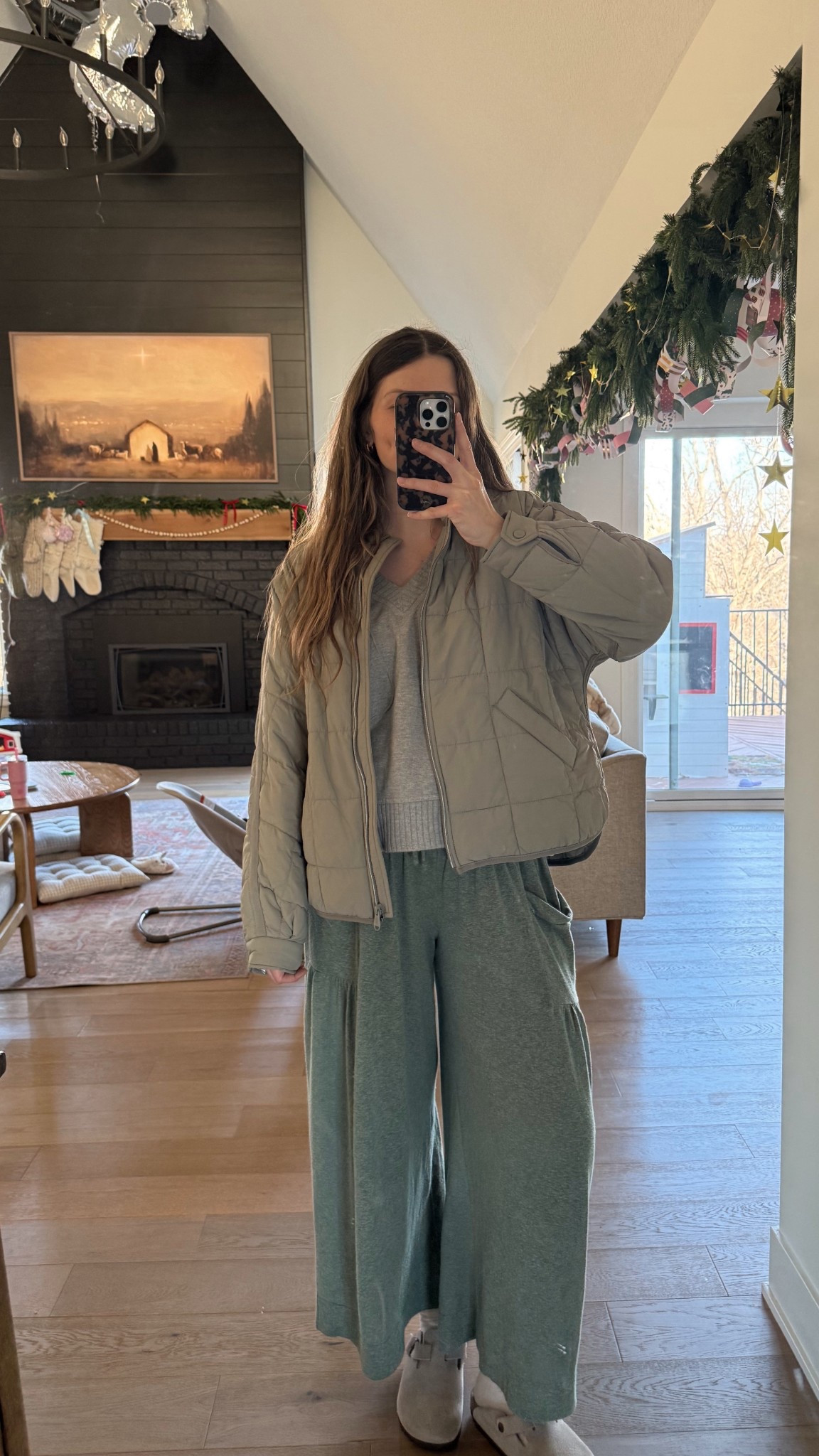 wearing a small in jacket (sage stone), medium in vneck sweatshirt and xs in pants (set) ! Comfy outfit around the house and out for an appointment! 

Postpartum outfit 

#LTKootd