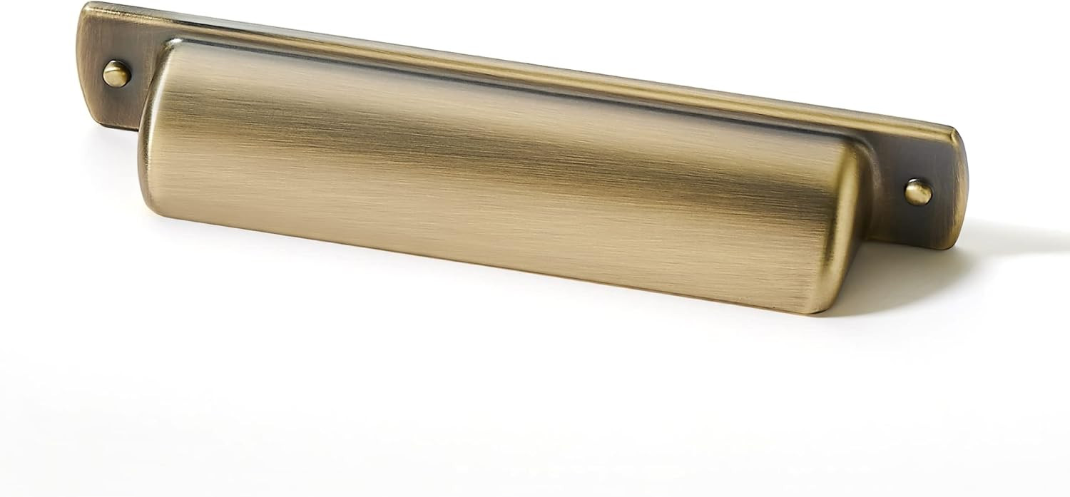 khtumeware 10 Pack 3-3/4"(96mm) Vintage Drawer Pulls Brushed Antique Brass Cabinet Bin Cup Pulls ... | Amazon (US)