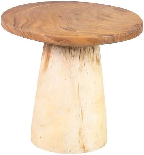 Side Table 19" W X D 18" H Natural Nautical Coastal Round Wood Finish Handmade | Amazon (US)