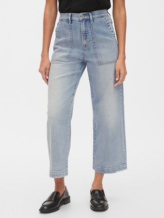 High Rise Utility Wide-Leg Crop Jeans | Gap (US)