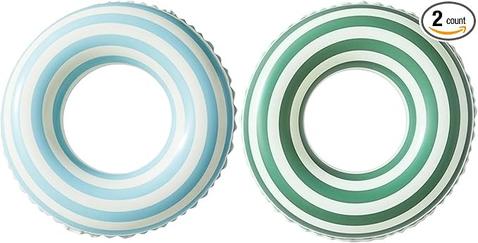 Swimming Pool Floats for Kids Ages 5-10, Inflatable Tubes With Simple Stripes, Cute Swim Rings, F... | Amazon (US)