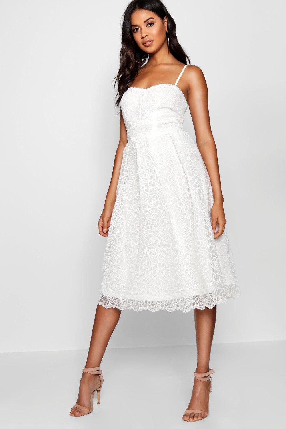Boutique Embroidered Strappy Midi Skater Dress | Boohoo.com (UK & IE)