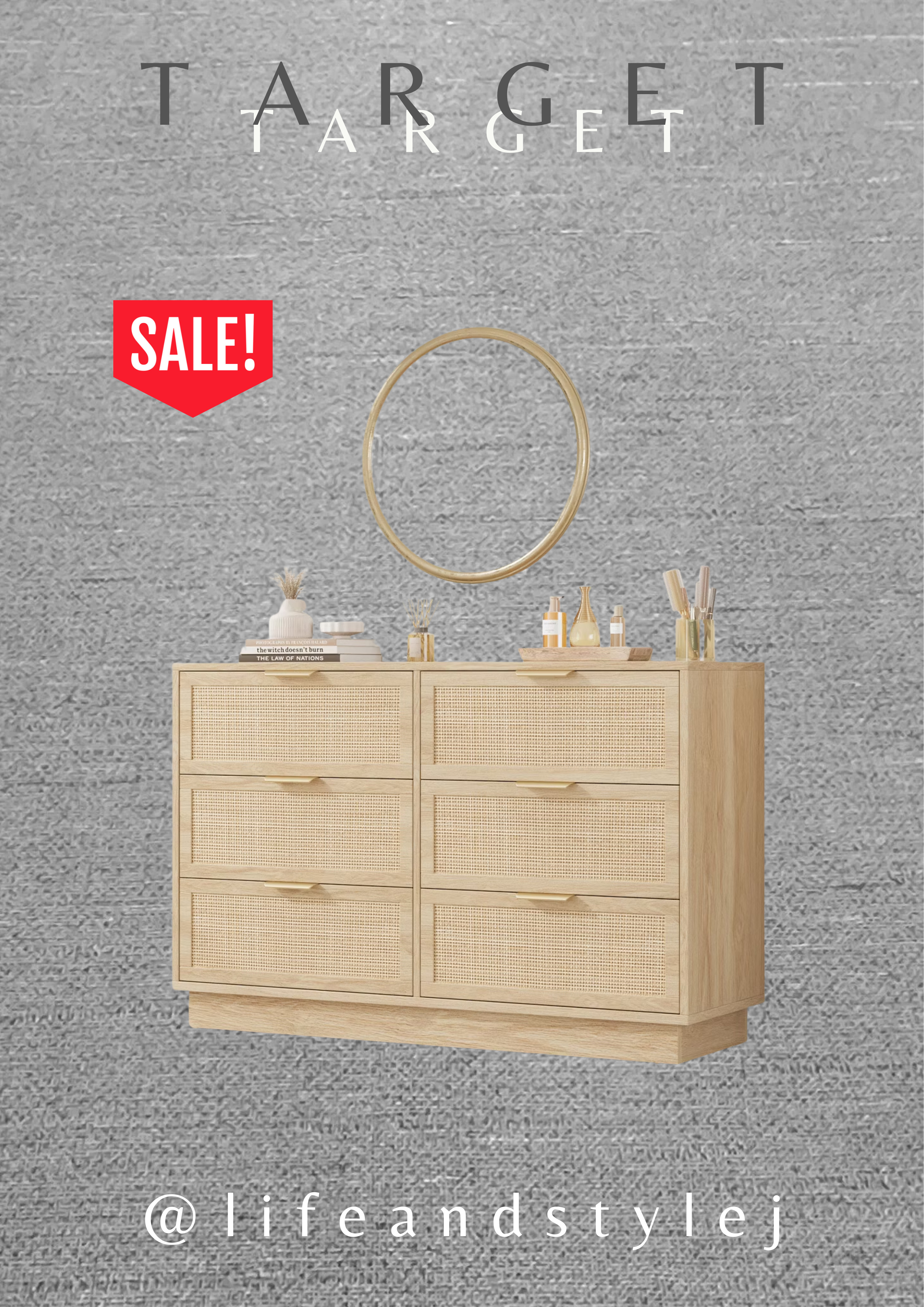The Target Home rattan 6 drawer dresser is a stylish storage essential for midlife ageless living, blending natural texture with timeless design. Style it with a large round mirror, soft neutral decor, and layered baskets or ceramics to create a calm, organized space that feels warm and modern. #MidlifeHome #AgelessLiving #HomeDecorTrends #TargetHome #RattanStyle  

 #LTKHome #LTKSaleAlert