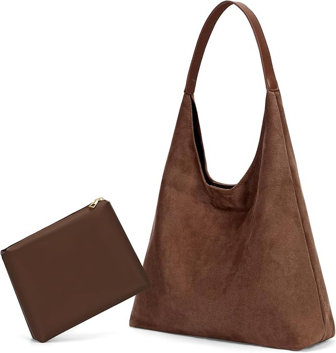 Lushandy Brown Suede Purse Faux Suede Tote Bag Leather Hobo Bags for Women Slouchy Hobo Bag Fall ... | Amazon (US)