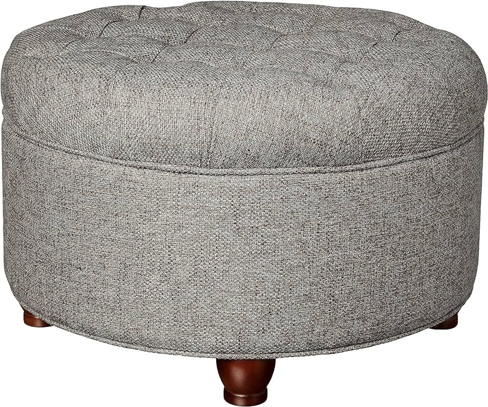 Homepop Home Decor | Large Button Tufted Woven Round Storage Ottoman | Ottoman with Storage for L... | Amazon (US)