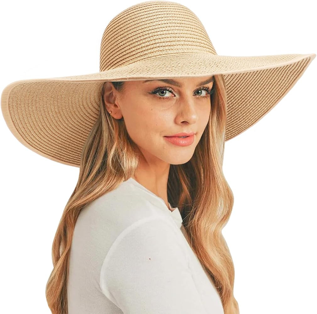 DRESHOW Big Straw Sun Hats for Women Floppy Foldable Roll up Beach Cap Sun Hat UPF 50+ Vacation H... | Amazon (US)