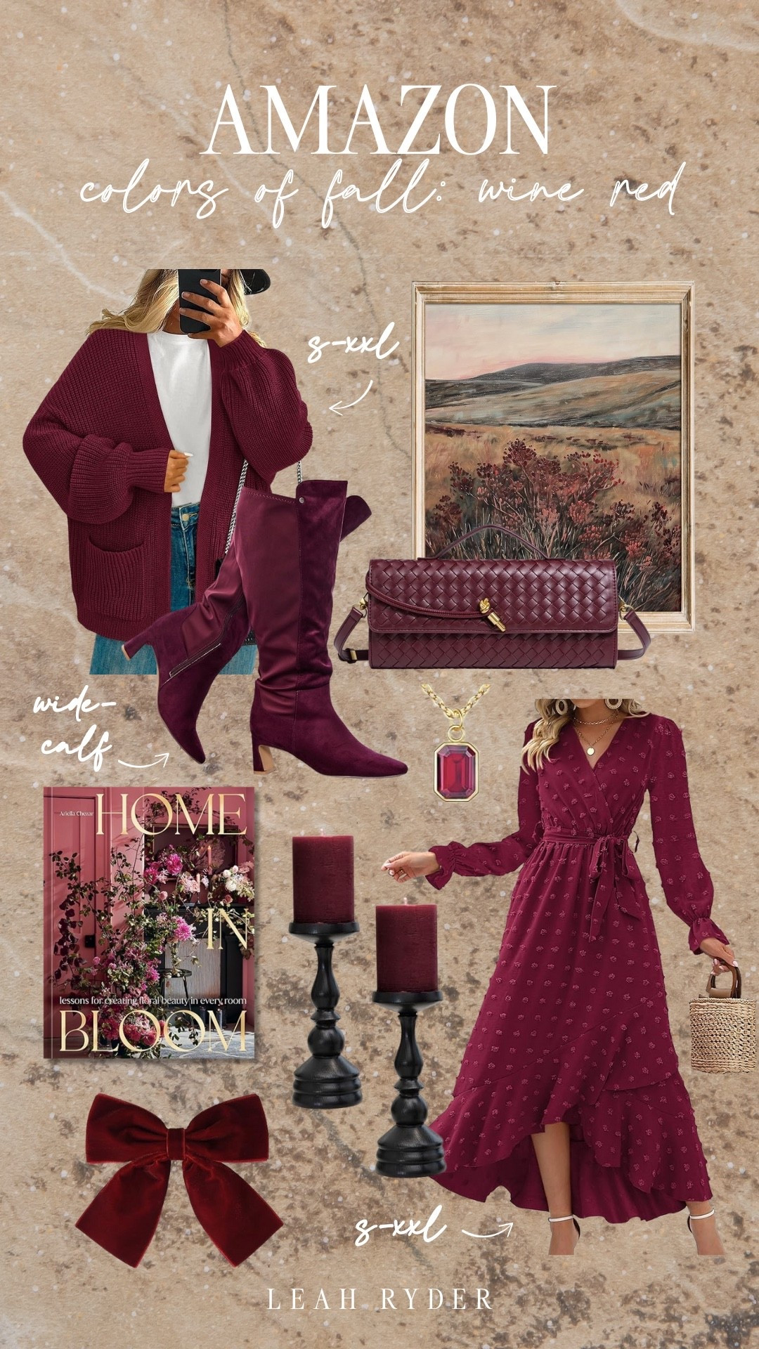 This deep wine red might be my favorite fall color! 🍷 Cozy knits, rich textures, and romantic details make these Amazon finds perfect for Thanksgiving dinners, date nights, or festive fall gatherings. Linking everything from the wrap dress to the wide-calf boots and velvet bow—each piece feels timeless for fall fashion.

#LTKHome #LTKPlusSize #LTKStyleTip