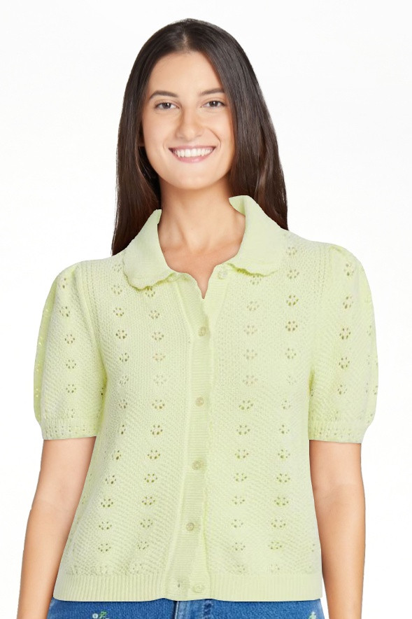 Free Assembly Women's and Women's Plus Cotton Pointelle Cardigan Sweater with Short Sleeves, Ligh... | Walmart (US)