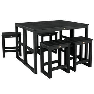 Monroe Modern Black Counter Height Balcony Stool/Table 6-Piece Set | The Home Depot