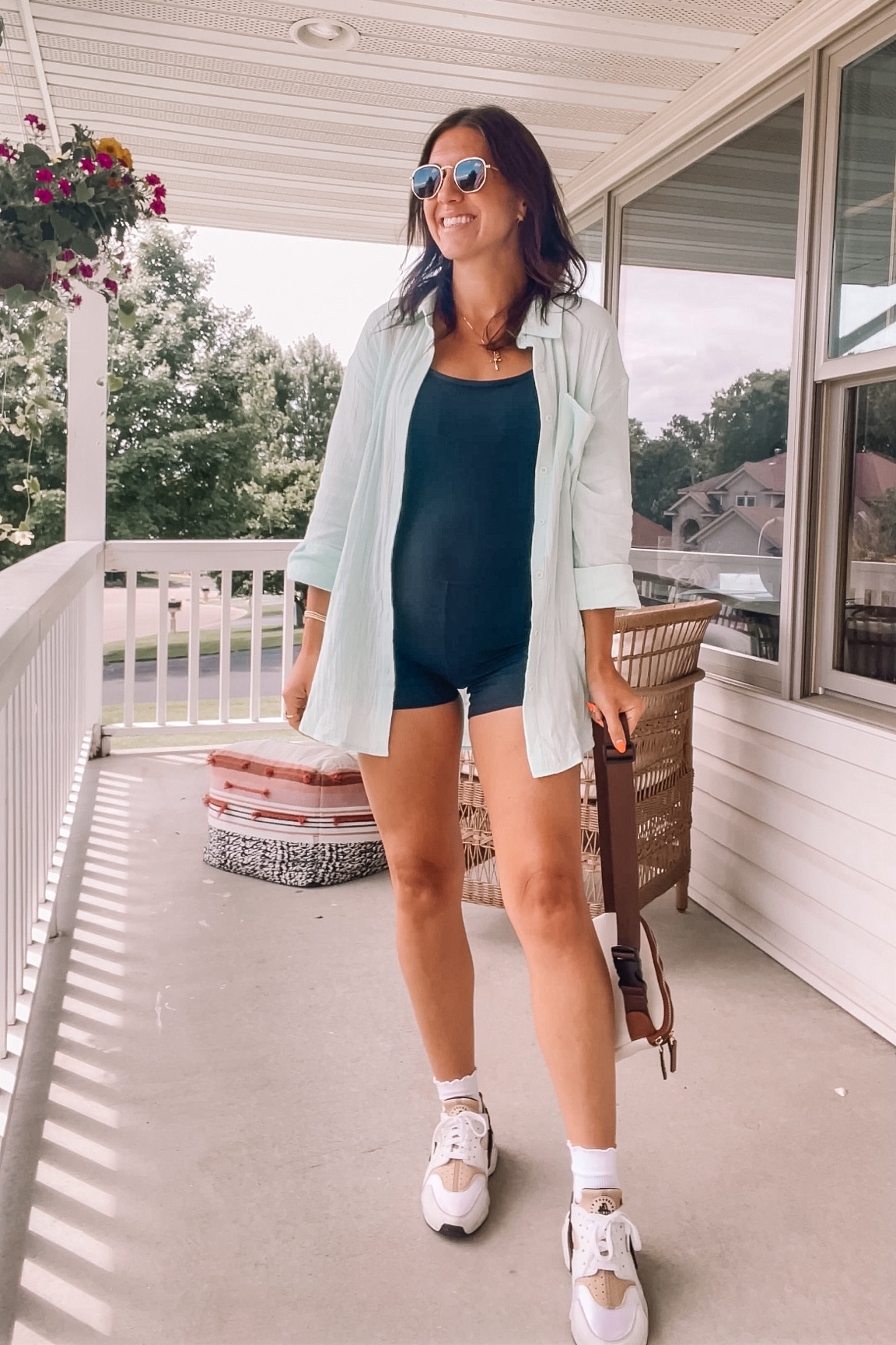 The perfect non-maternity // bump friendly summer outfit.

Athletic romper is buttery soft & so comfortable. Sized up to a medium. Cotton shirt is the perfect oversized fit, wearing small.

Size up .5 in Nike sneakers!

Summer outfits 
Amazon finds 
Amazon fashion 
Bump style
Pregnancy style
Mom style 
Casual outfits 

#LTKStyleTip #LTKFindsUnder50 #LTKBump