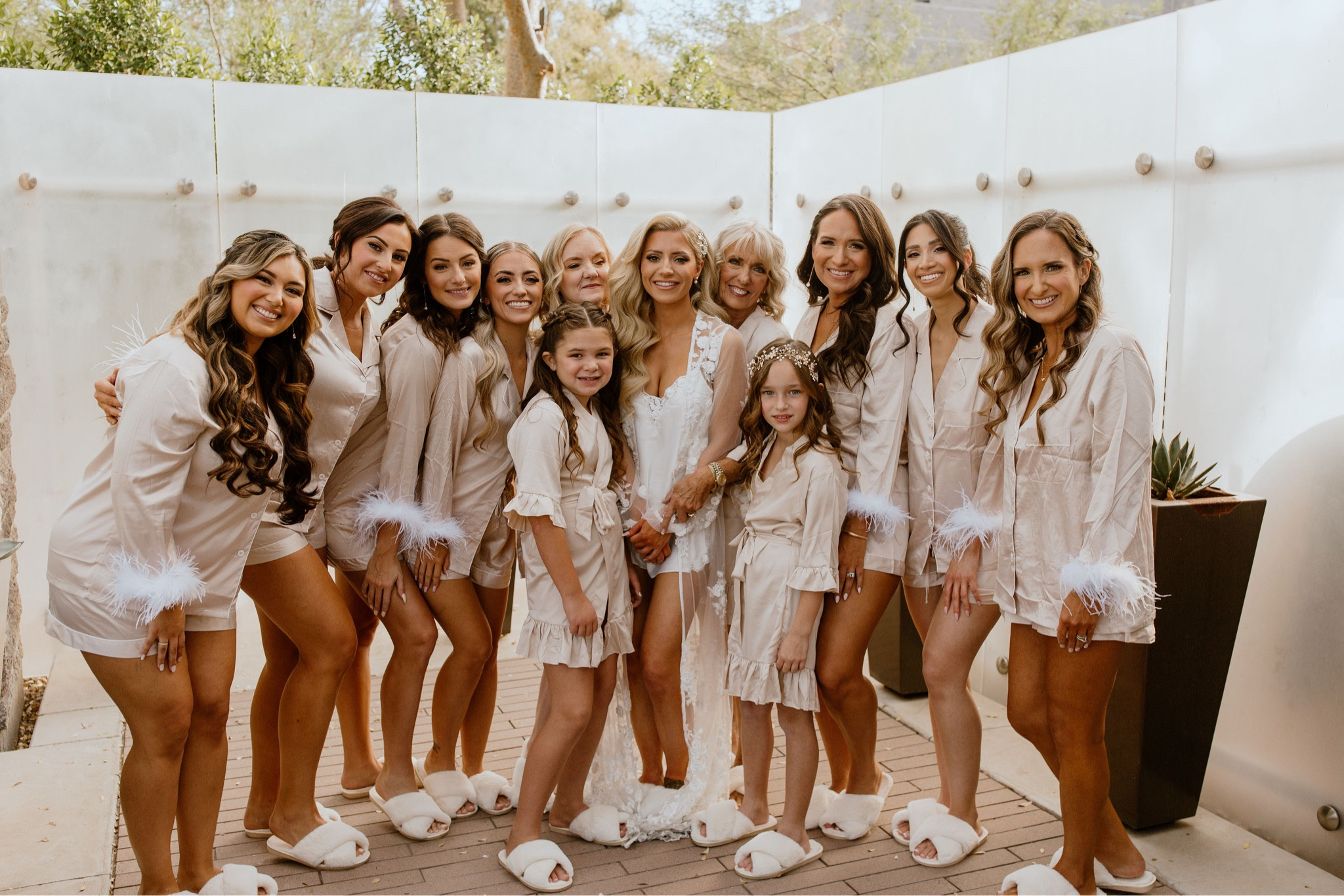These bridesmaids getting ready pjs are sold out but here are 2 very similar options! Obsessed with the feather cuffs 🪶 

#LTKStyleTip #LTKFindsUnder50 #LTKWedding