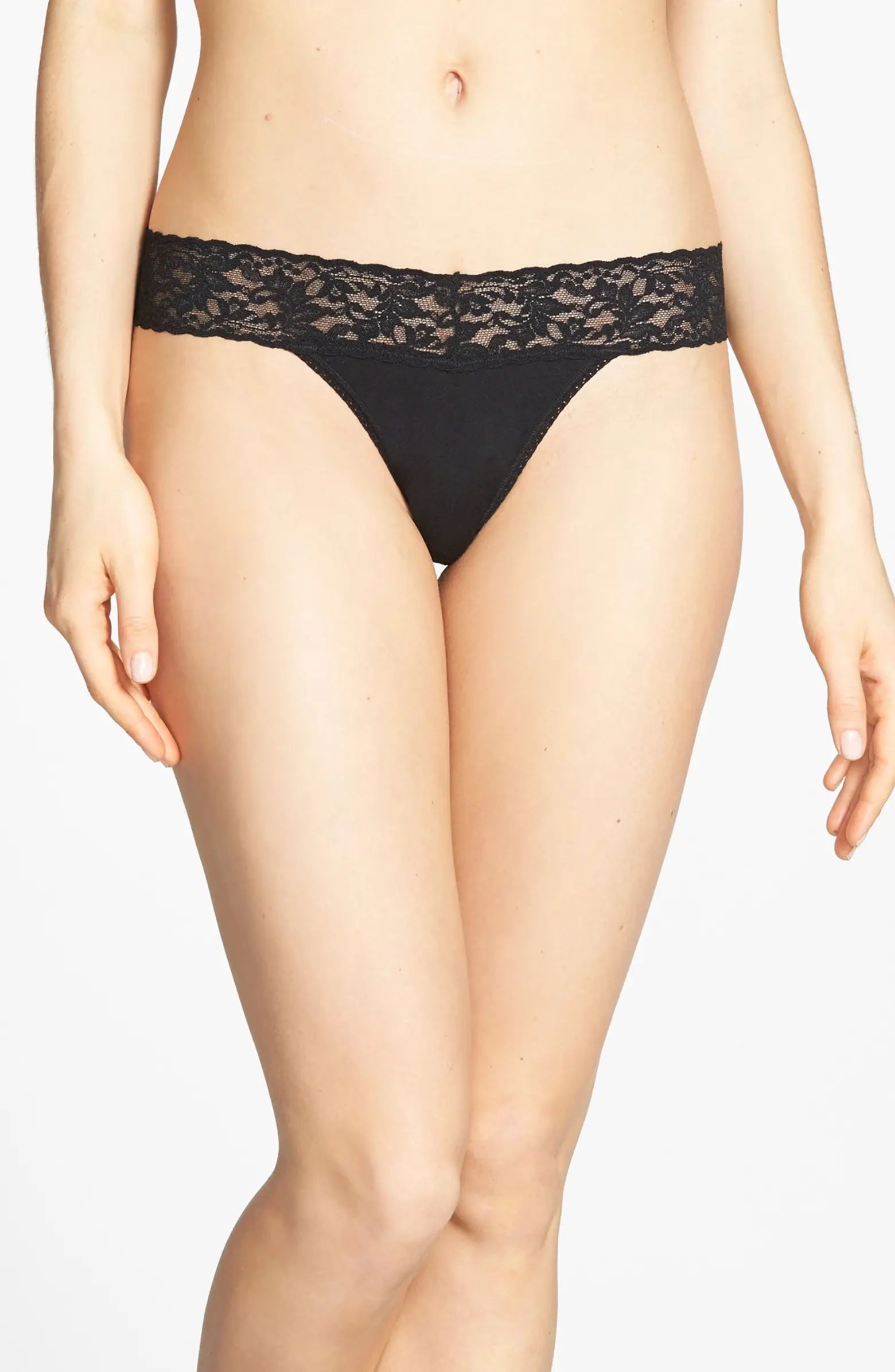 Mid Rise Modal Thong with Lace Trim | Nordstrom