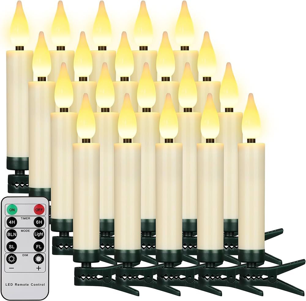 FREEPOWER Christmas Tree Taper Candles with Removable Clips Flameless Floating Candles with Remot... | Amazon (US)
