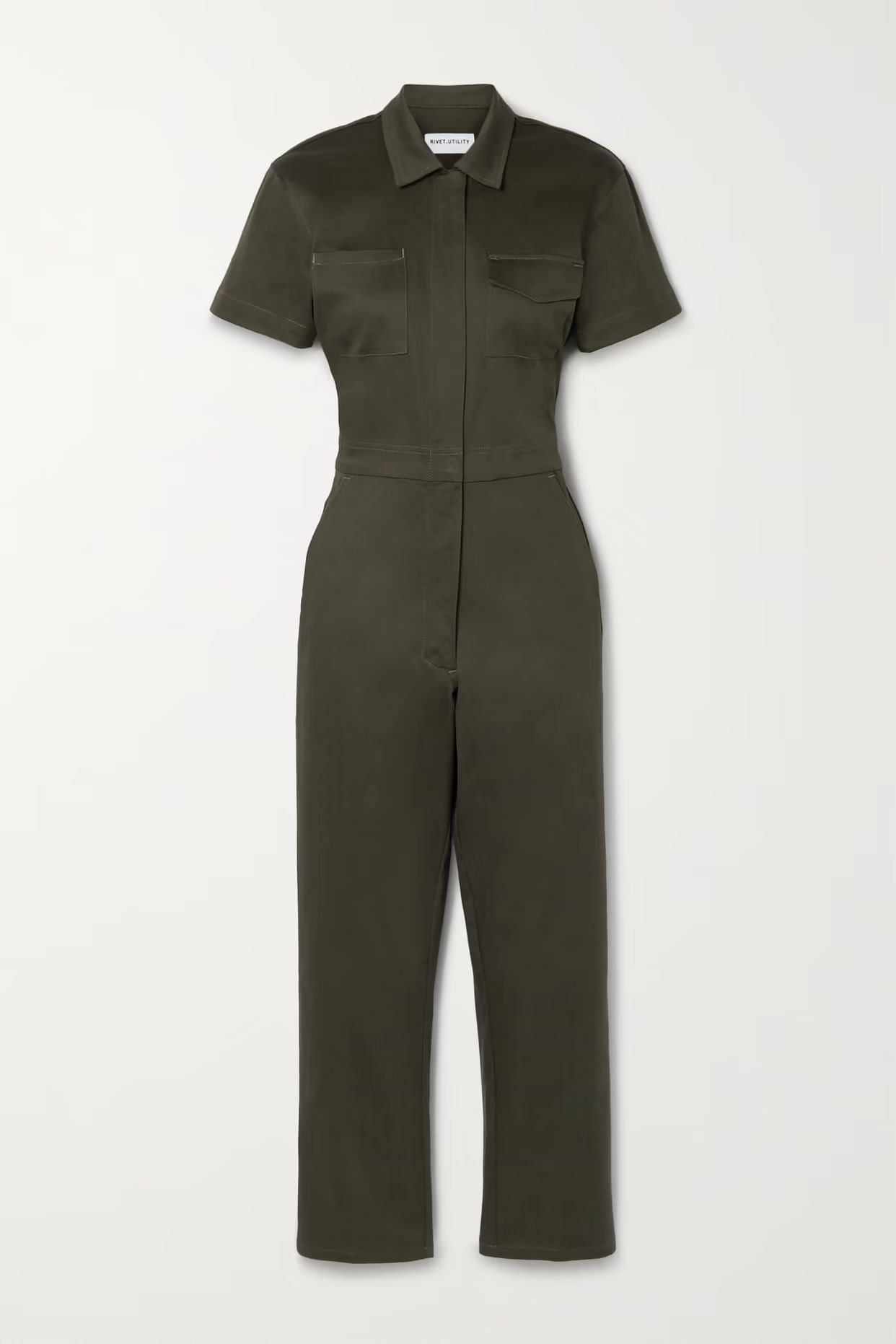 Rivet Utility - Worker Cotton-blend Twill Jumpsuit - Green | NET-A-PORTER (US)