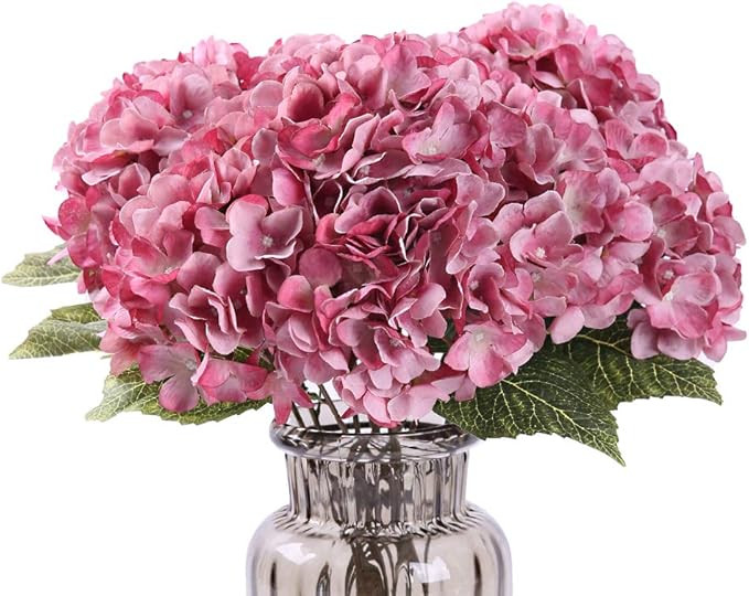 Kimura's Cabin Fake Flowers Vintage Artificial Silk Hydrangea Flowers Bouquets 5 Heads for Home T... | Amazon (US)