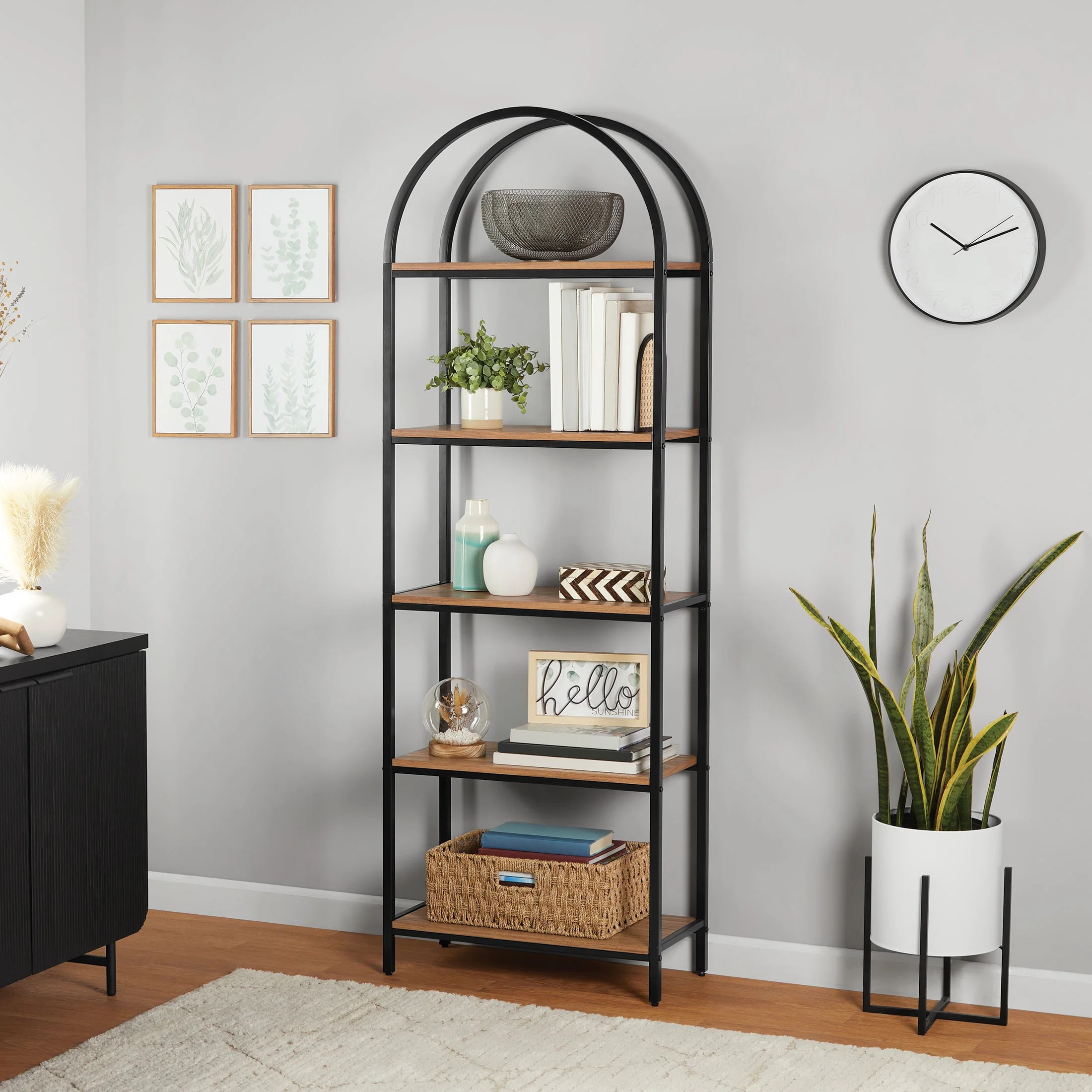Mainstays 5-Shelf Metal and Wood Arch Open Bookcase | Walmart (US)