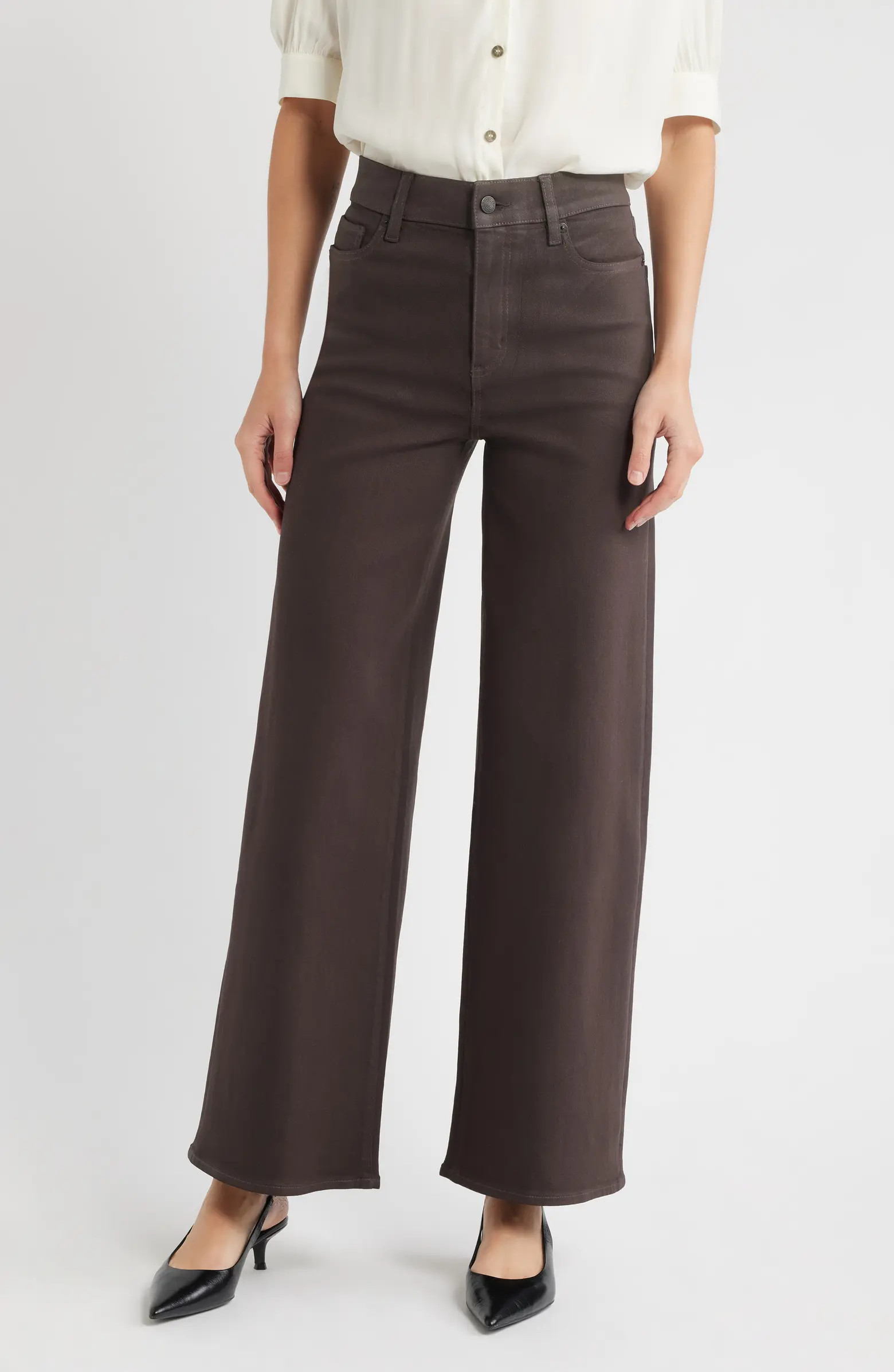 Le Slim Palazzo Coated High Waist Wide Leg Jeans | Nordstrom