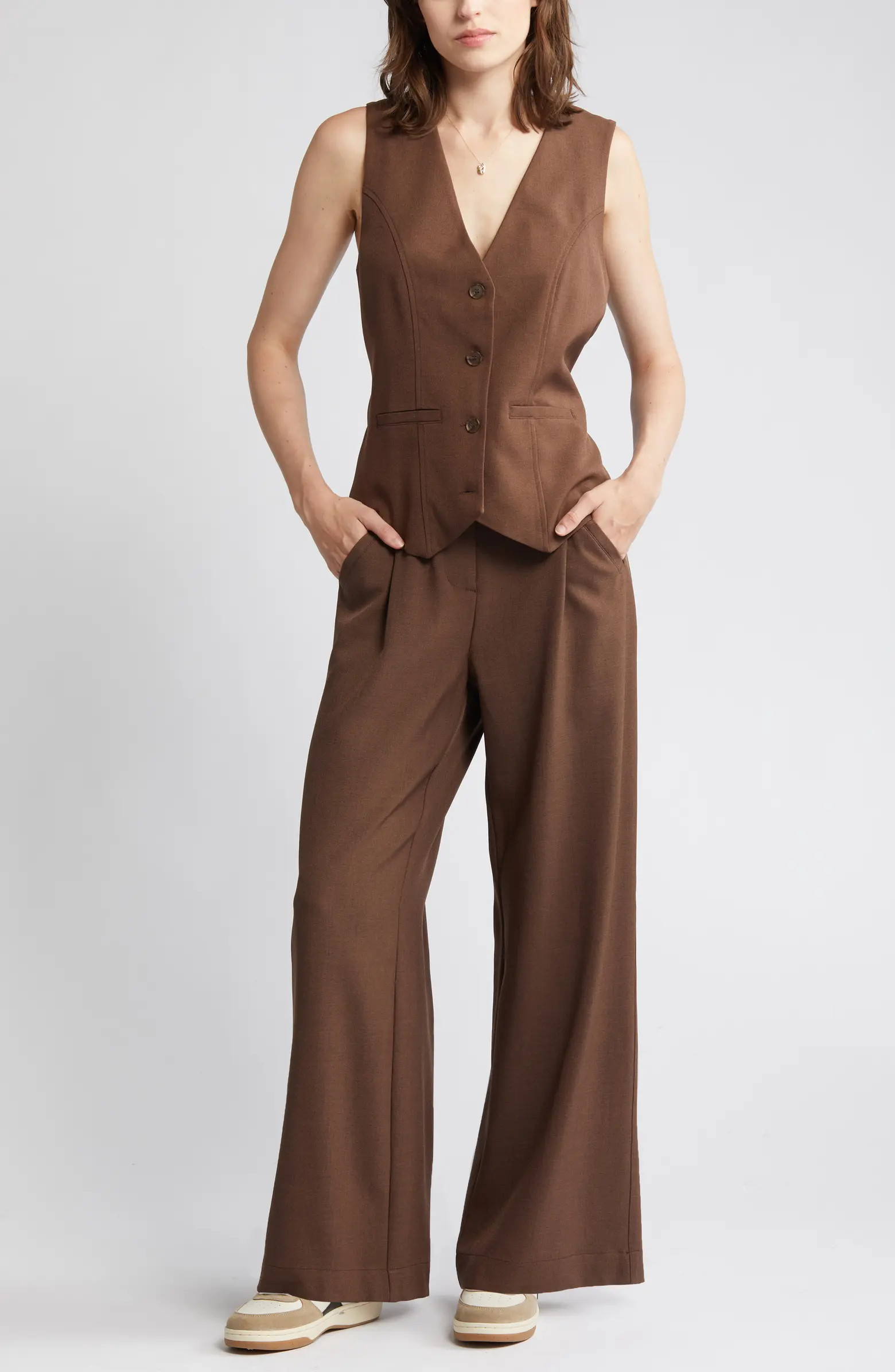 Treasure & Bond Pleated High Waist Wide Leg Trousers | Nordstrom | Nordstrom