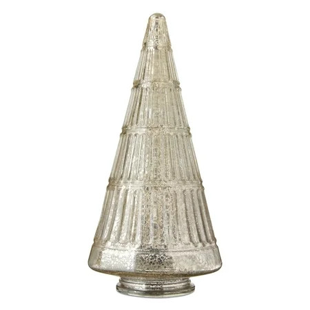Glass Ribbed Christmas Tree Tabletop Decoration, Silver, 12", by My Texas House | Walmart (US)