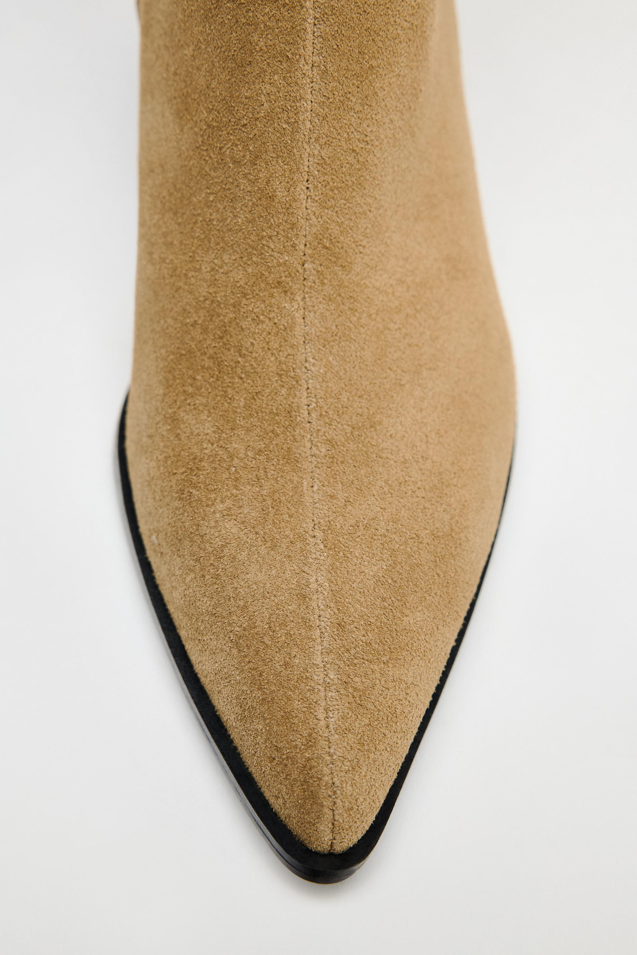 MID-SHAFT SPLIT LEATHER ANKLE BOOTS | Zara US