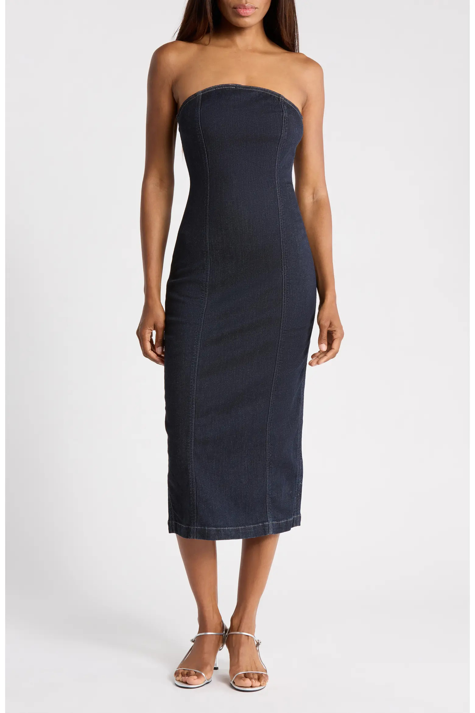 Esme Strapless Denim Midi Dress (Women) | Nordstromrack | Nordstrom Rack