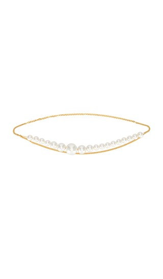 Asymmetric Pearl Chain Belt in Gold & White | Revolve Clothing (Global)