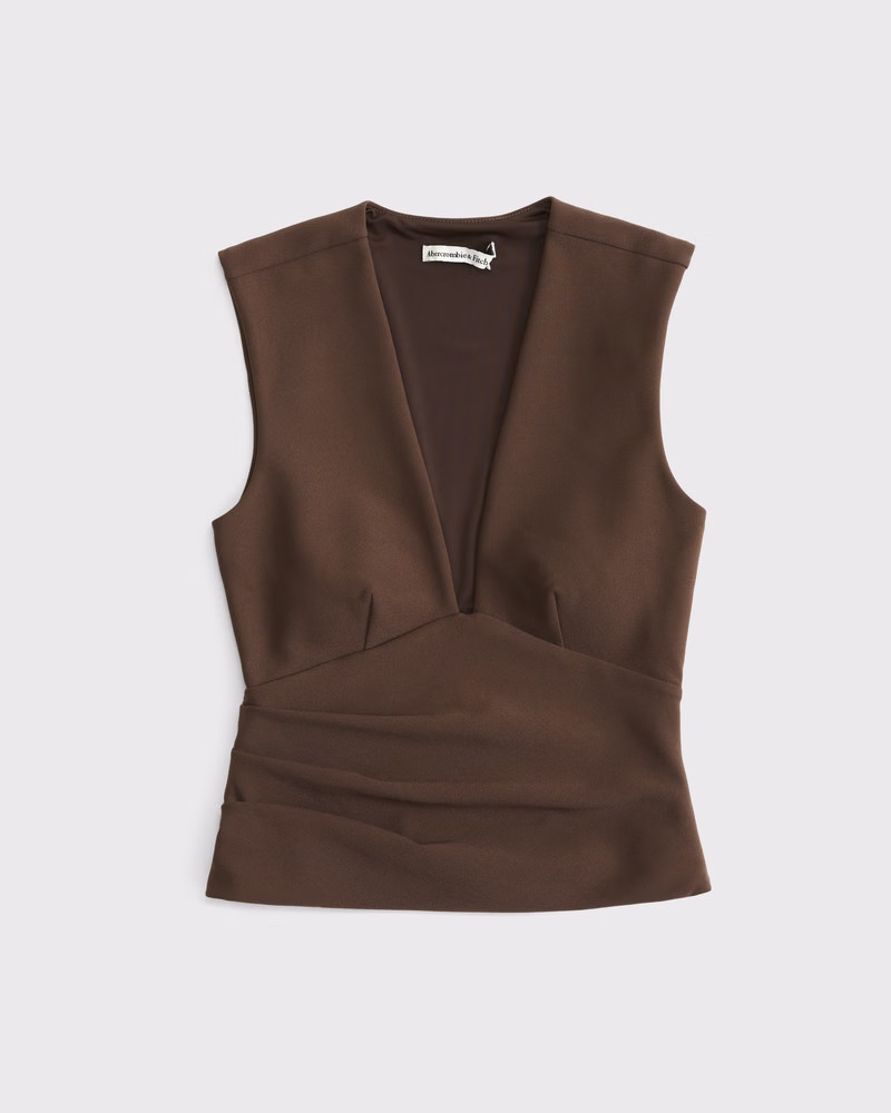 Bra-Free Plunge Ruched Top | Abercrombie & Fitch (UK)