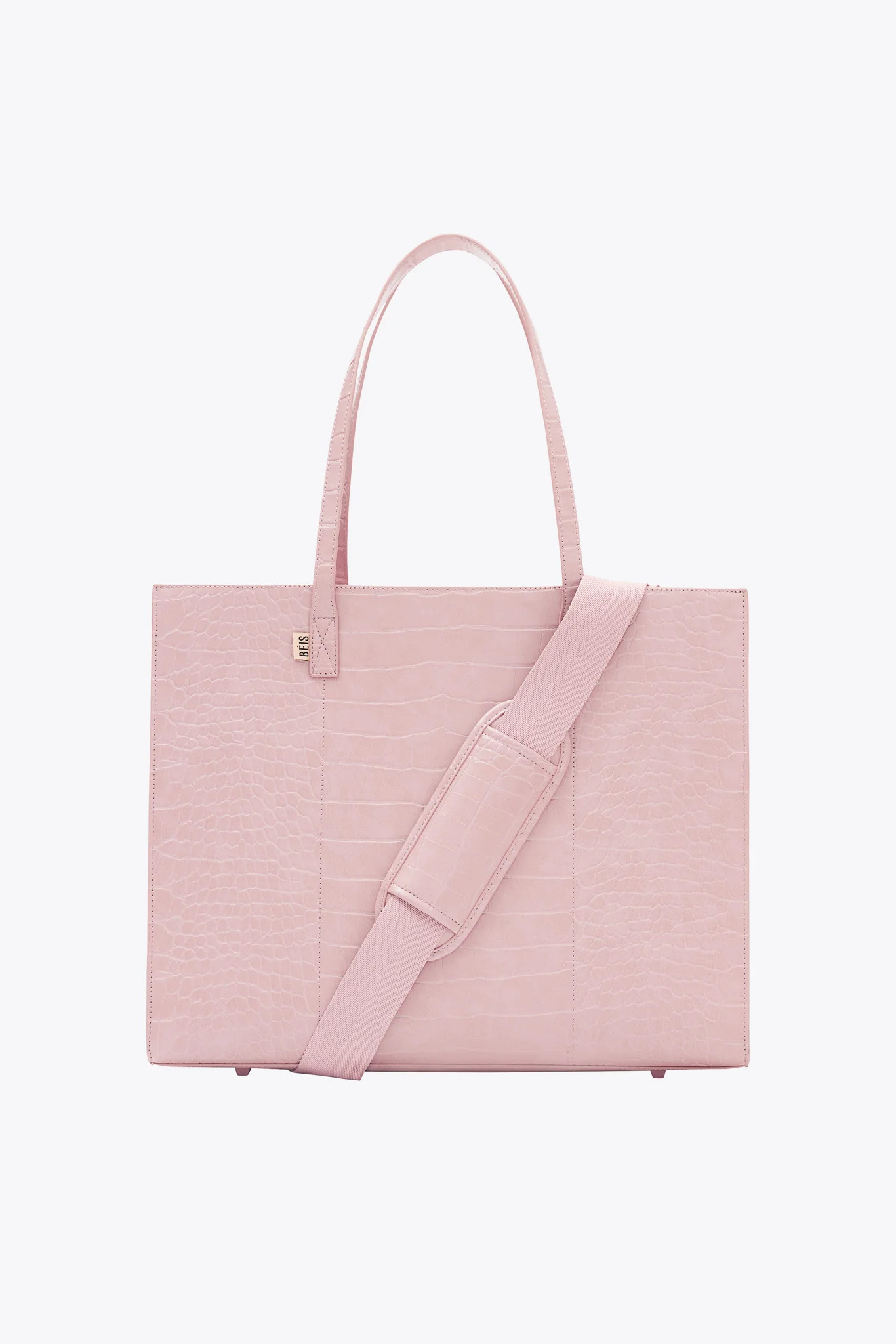 BÉIS 'The Large Work Tote' in Atlas Pink - Large Pink Work Tote & Laptop Tote Bag | BÉIS Travel