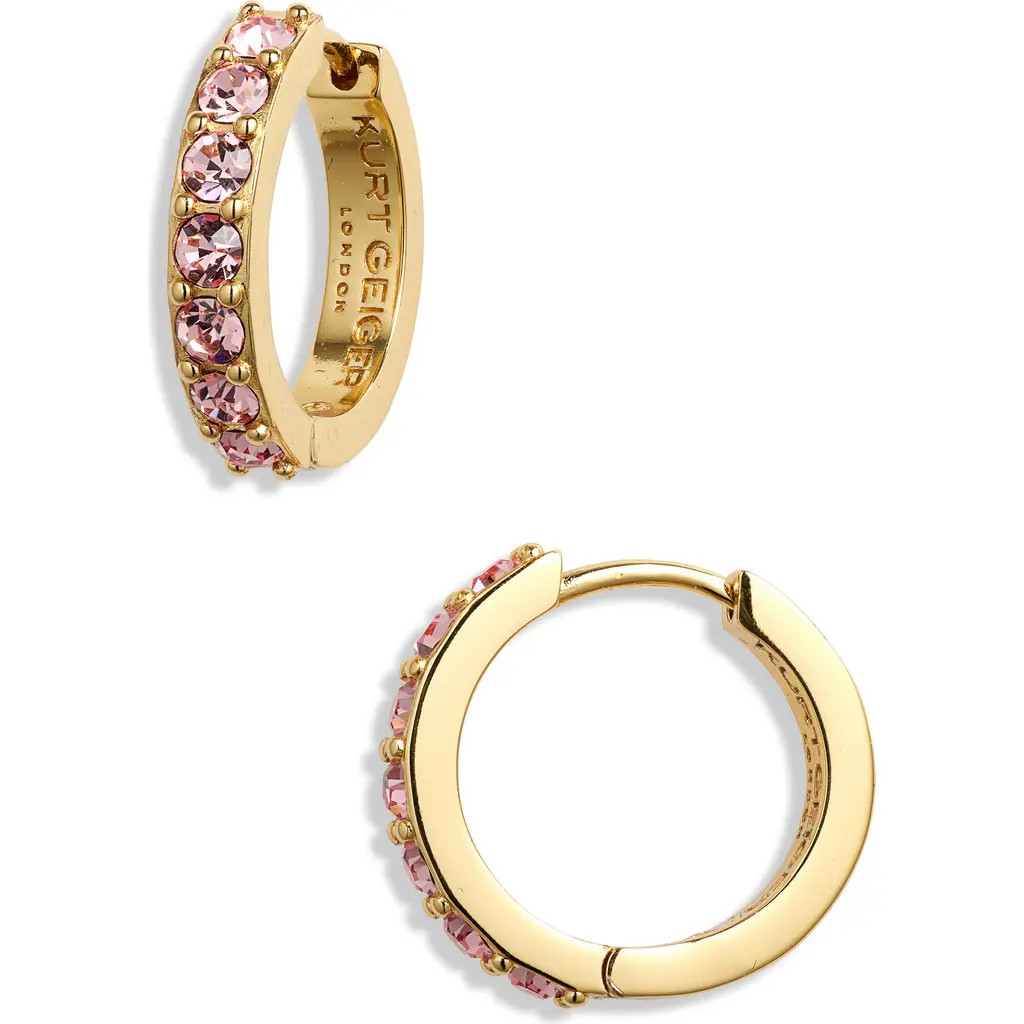 Kurt Geiger London Crystal Huggie Hoop Earrings in Pink at Nordstrom Rack | Nordstrom Rack