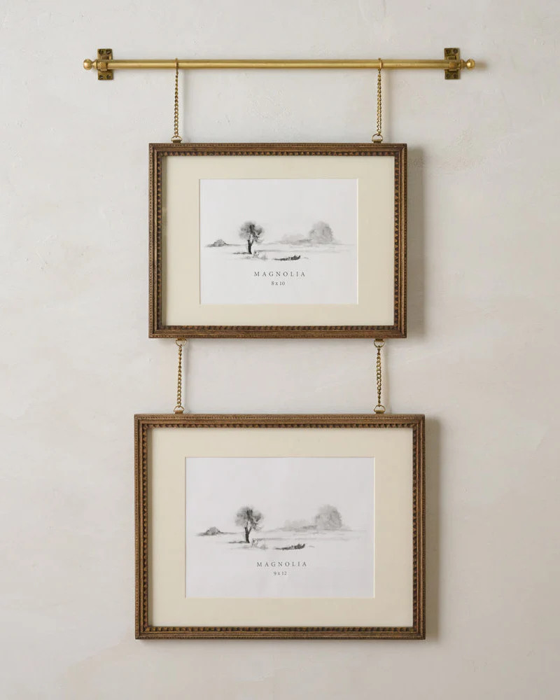 Colleen Wood and Brass Rail Double Picture Frame | Magnolia